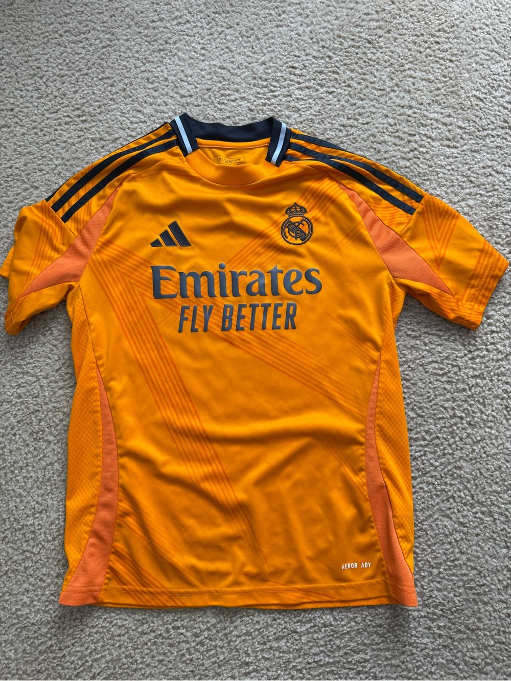 adidas Orange and Navy Real Madrid Kids Training Jersey